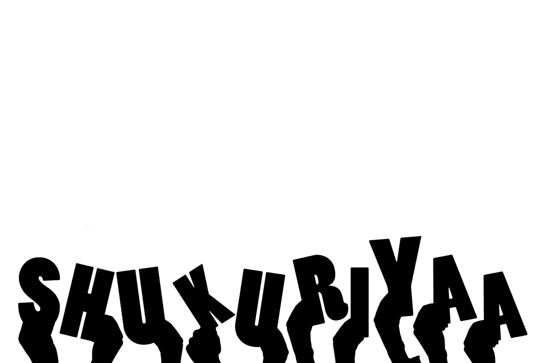 Illustrated Hands with ‘Shukuriyaa’ Text on Transparent Background