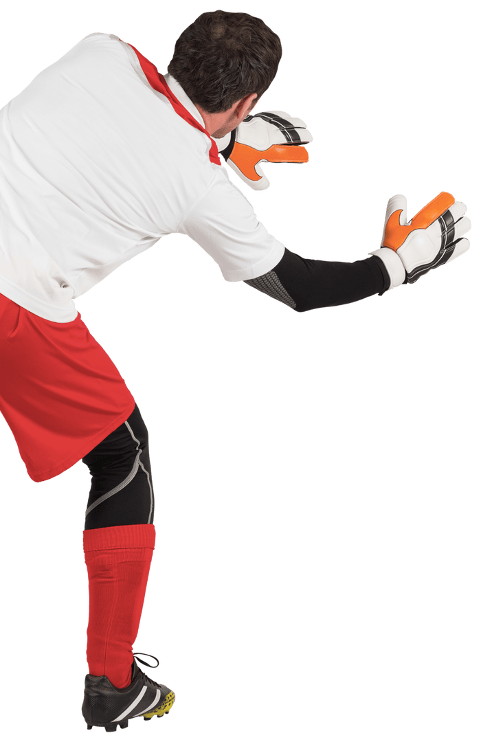 Transparent Soccer Goalkeeper Ready to Catch Ball