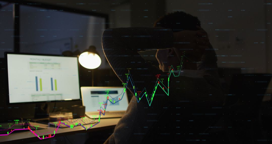 Financial Data Projection with Businessman Analyzing Charts