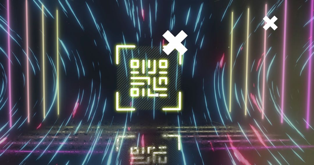 Futuristic Neon Geometric Lines in Tunnel