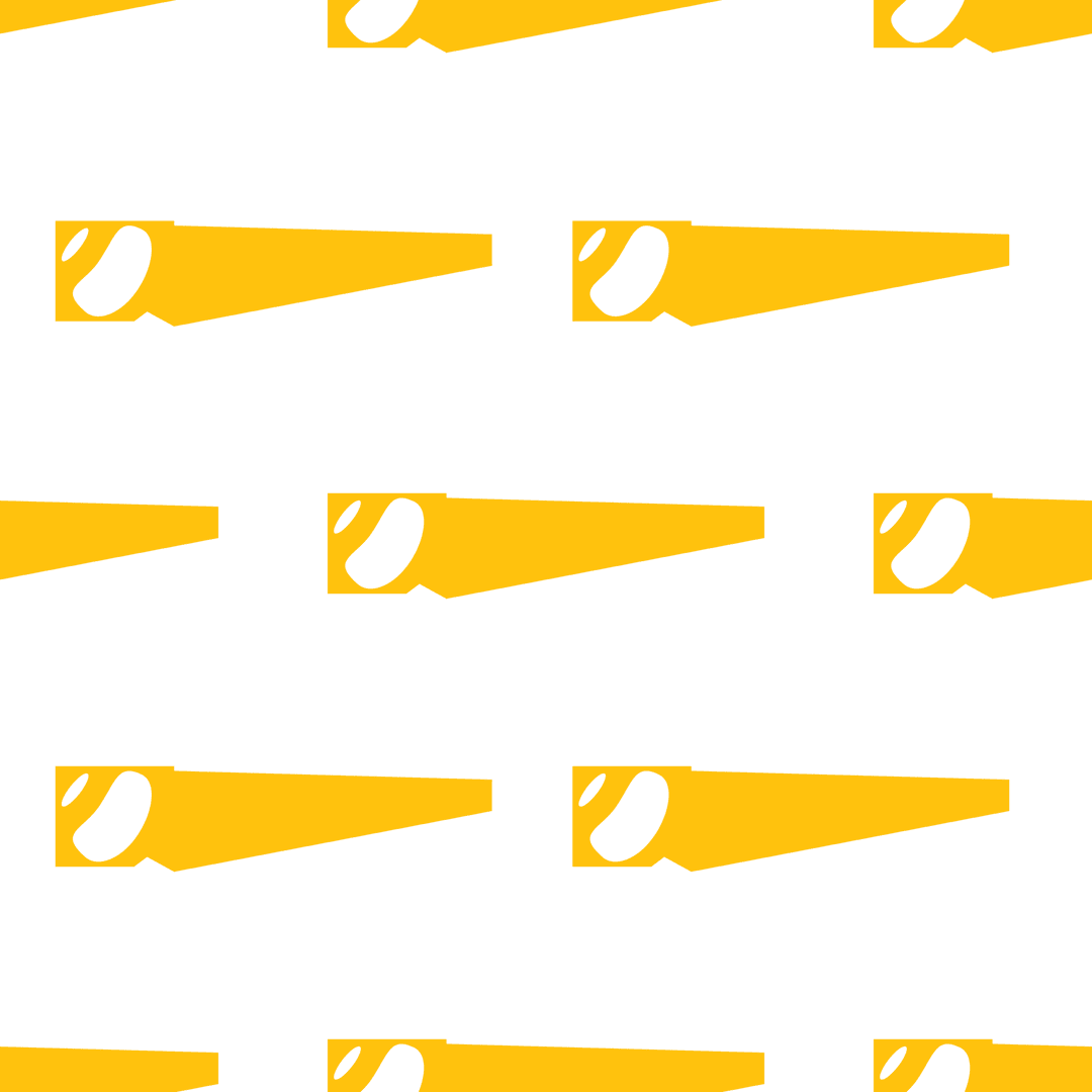 Seamless Yellow Saw Pattern on Transparent Background