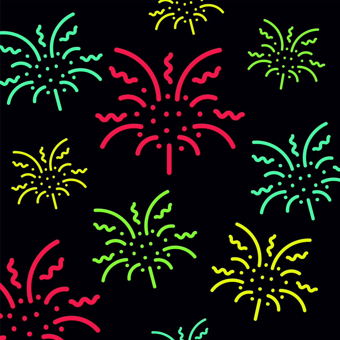 Vibrant Fireworks on Transparent Background for Celebrations