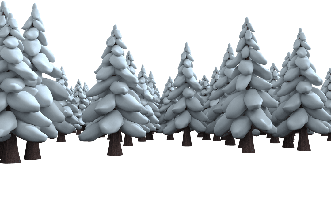 Transparent Snow-Covered Evergreen Forest in Winter Wonderland