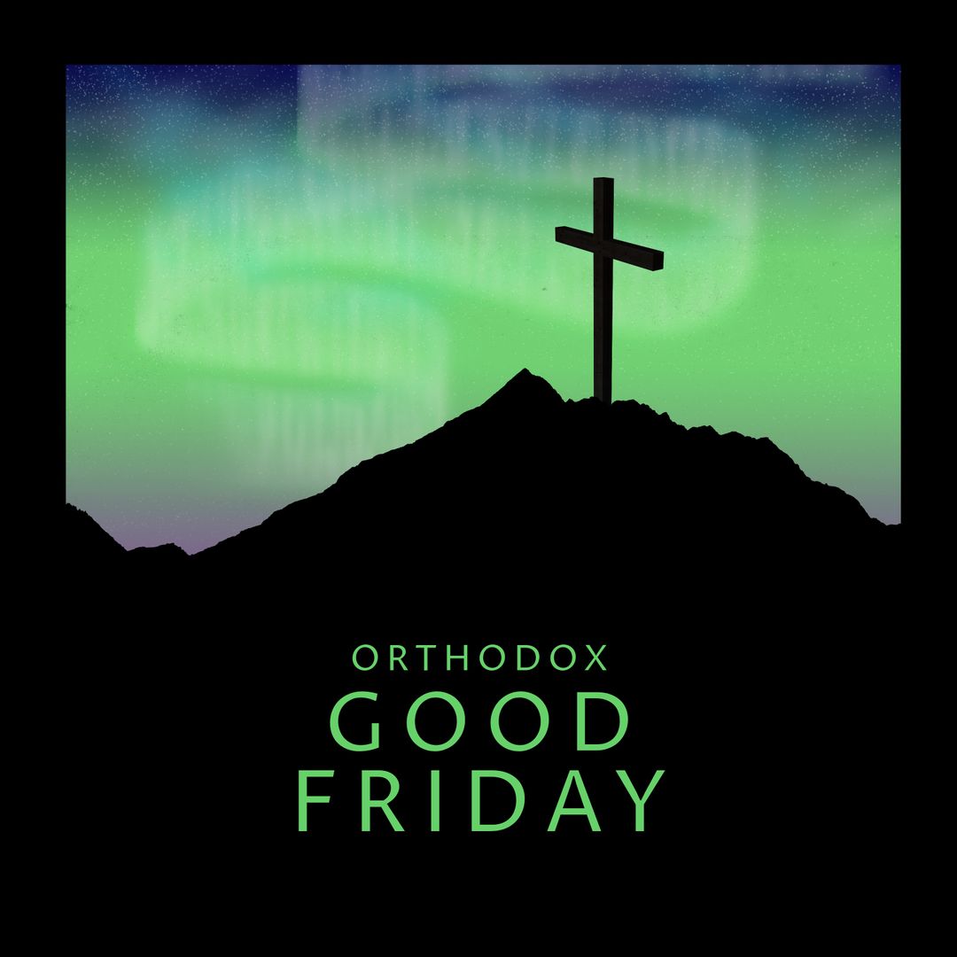 Orthodox Good Friday Cross Silhouette Under Starry Night Sky