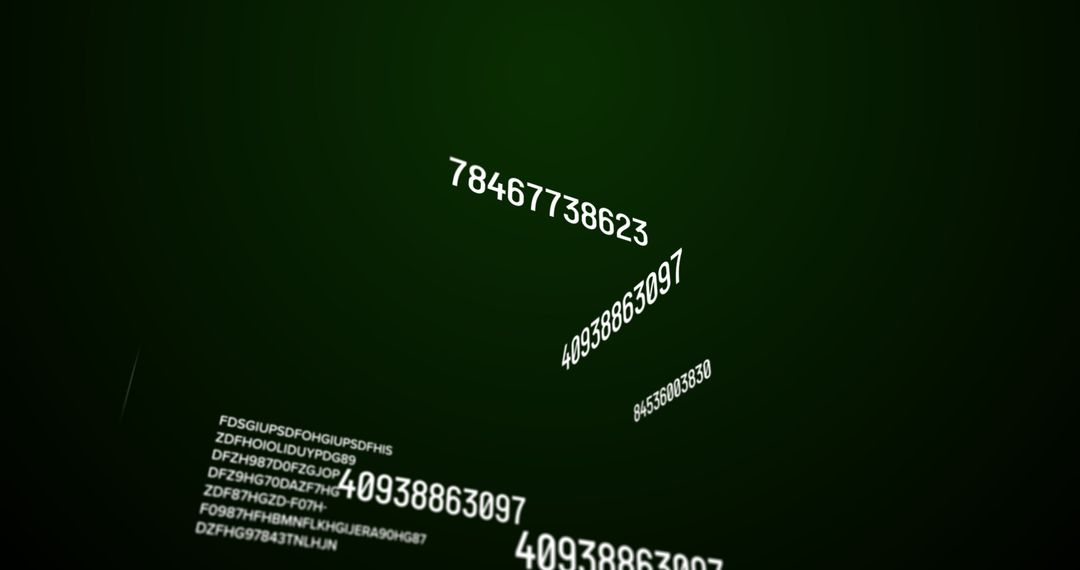 Dynamic White Numbers on Green Background Reflecting Data Processing