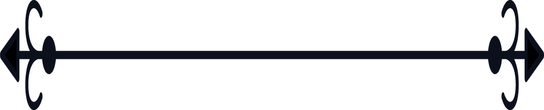 Black Decorative Horizontal Line with Ornate Shapes on Transparent Background