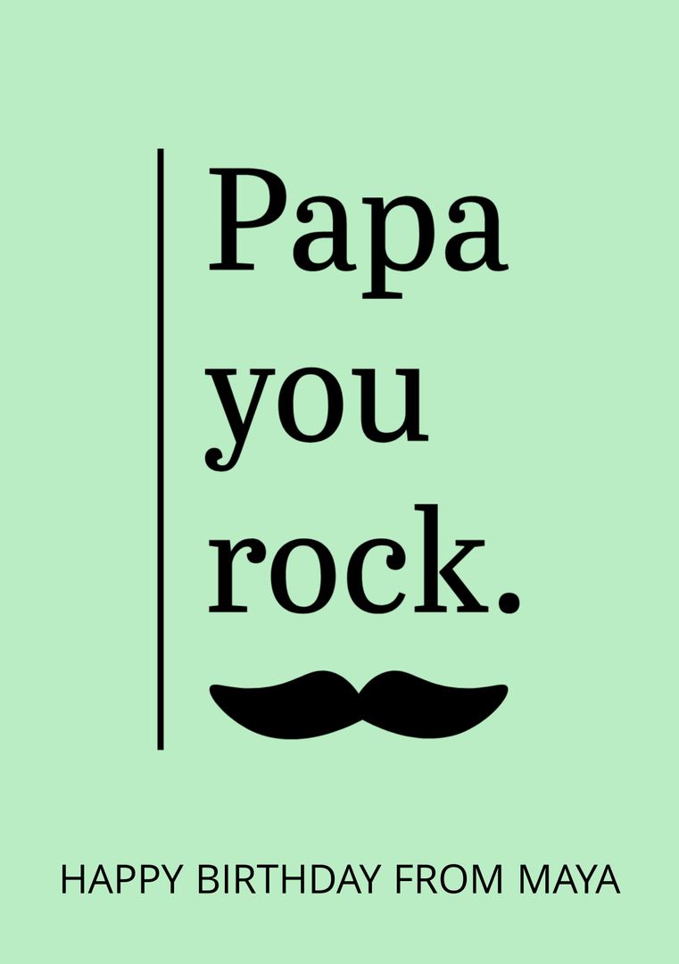 Happy Birthday Card with Message Papa You Rock and Mustache - Download Free Stock Templates Pikwizard.com