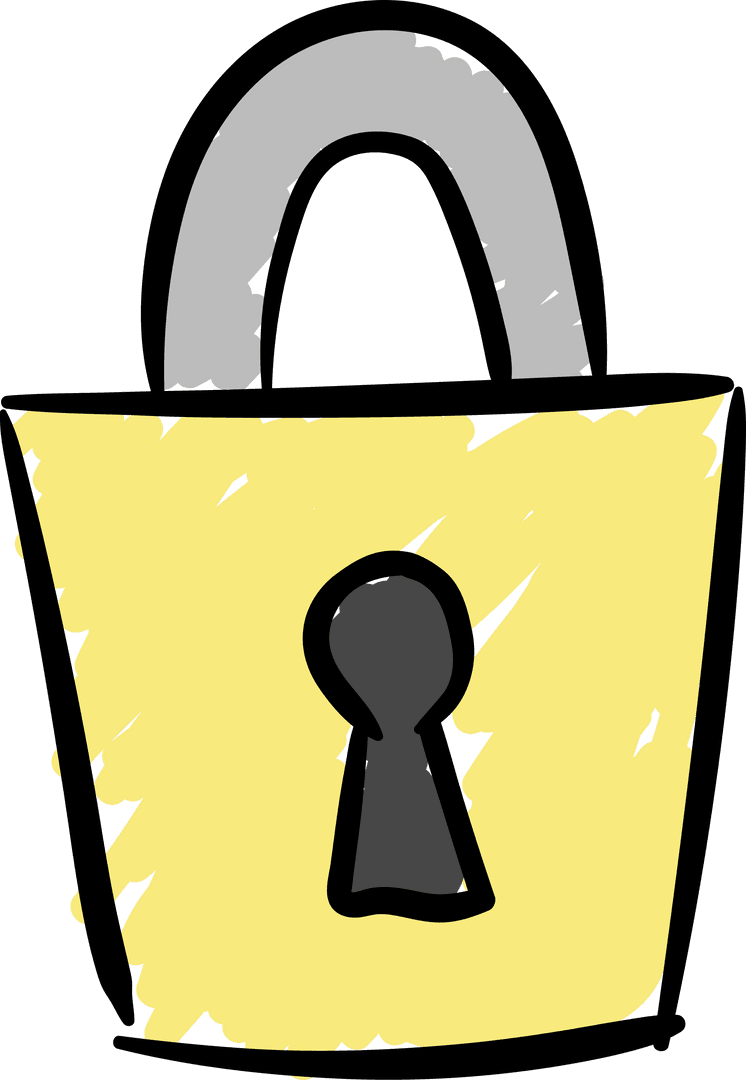 Stylized Yellow Padlock on Transparent Background for Web Security