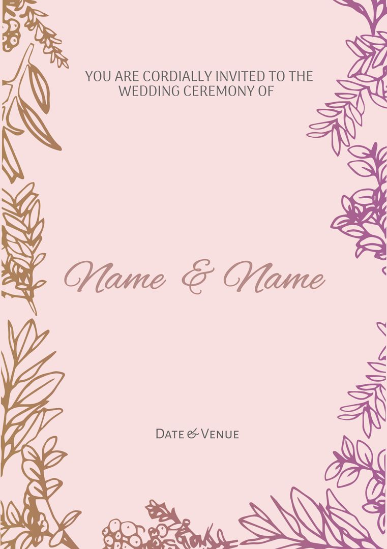 Elegant Wedding Invitation with Indian Floral Designs on Pink Background - Download Free Stock Templates Pikwizard.com