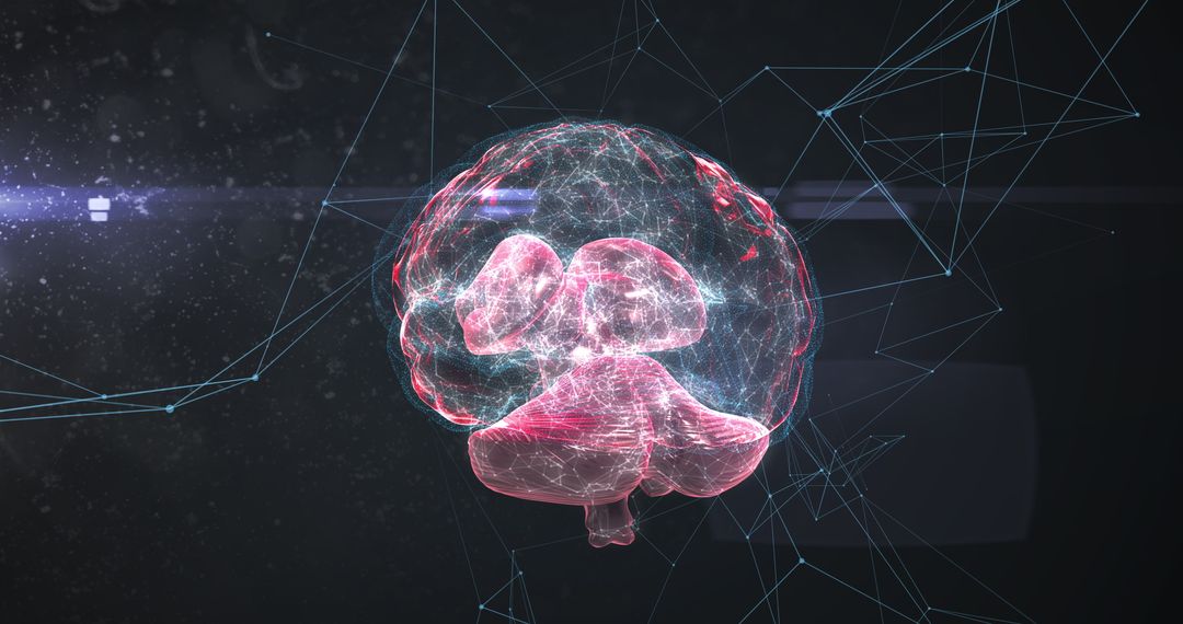 3D Glowing Digital Brain with Neural Network Connections