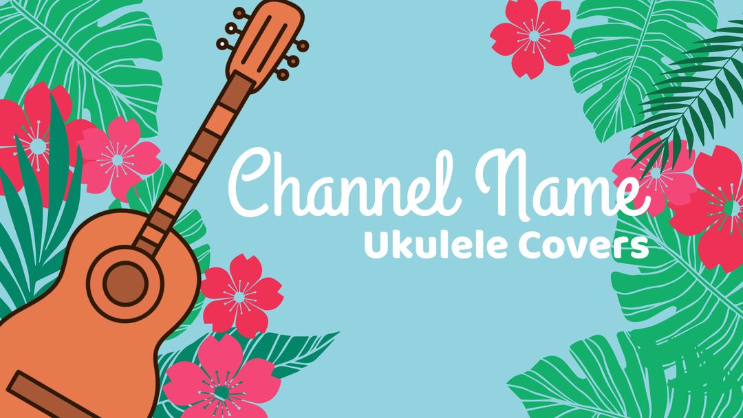 Vibrant Tropical Ukulele Cover Channel Art With Floral Design - Download Free Stock Templates Pikwizard.com