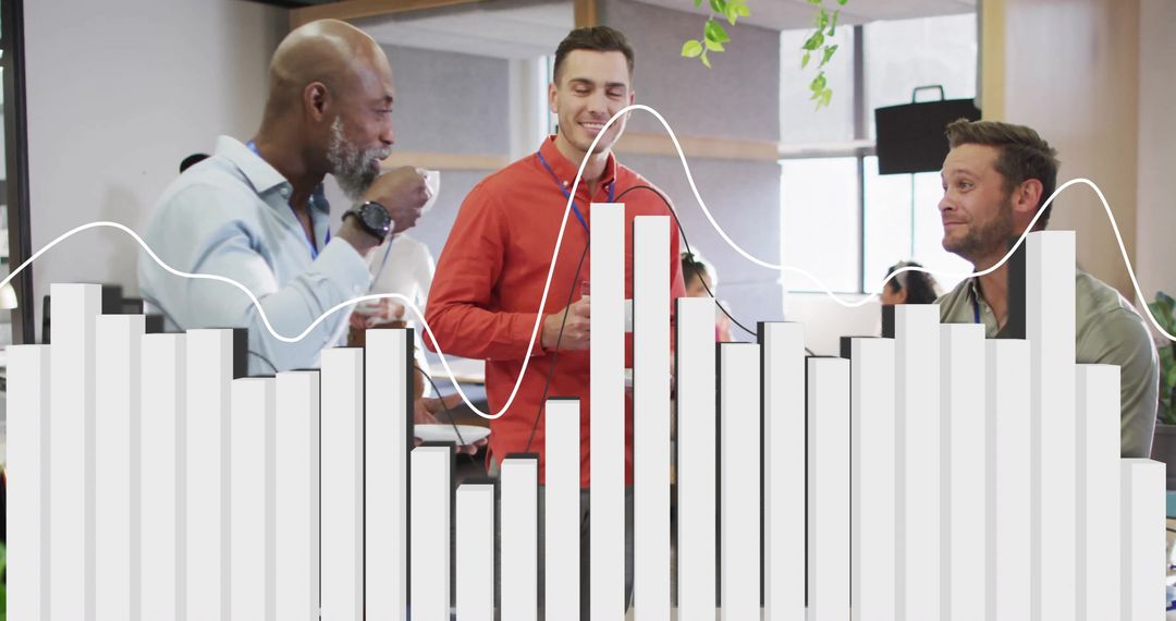 Colleagues Discuss Financial Data in Modern Office