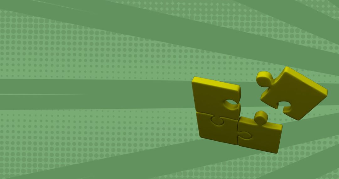 Connected Puzzle Pieces on Vibrant Green Abstract Background