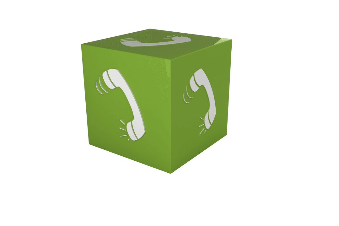 3D Green Telecommunication Icon on Transparent Background