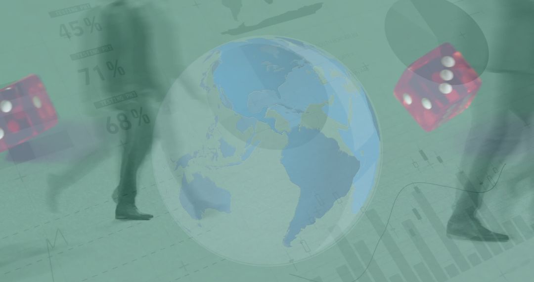 Global Data Analytics Concept with Dice and Footsteps Imagery