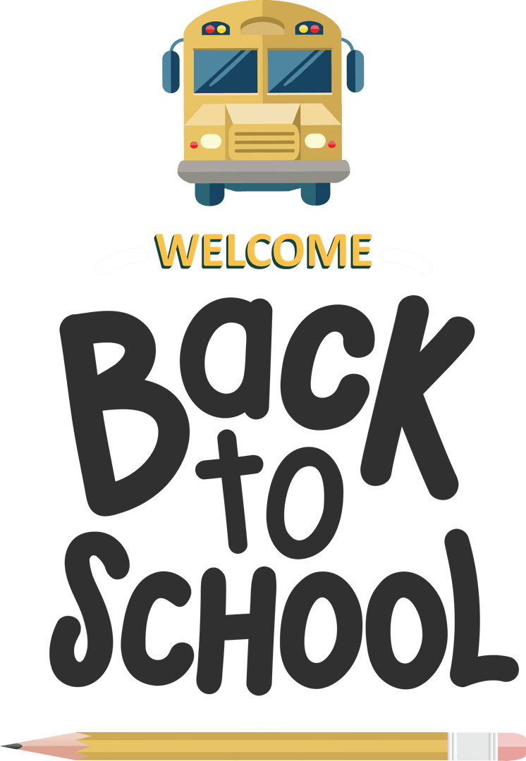 Welcome Back to School Transparent Illustration with School Bus