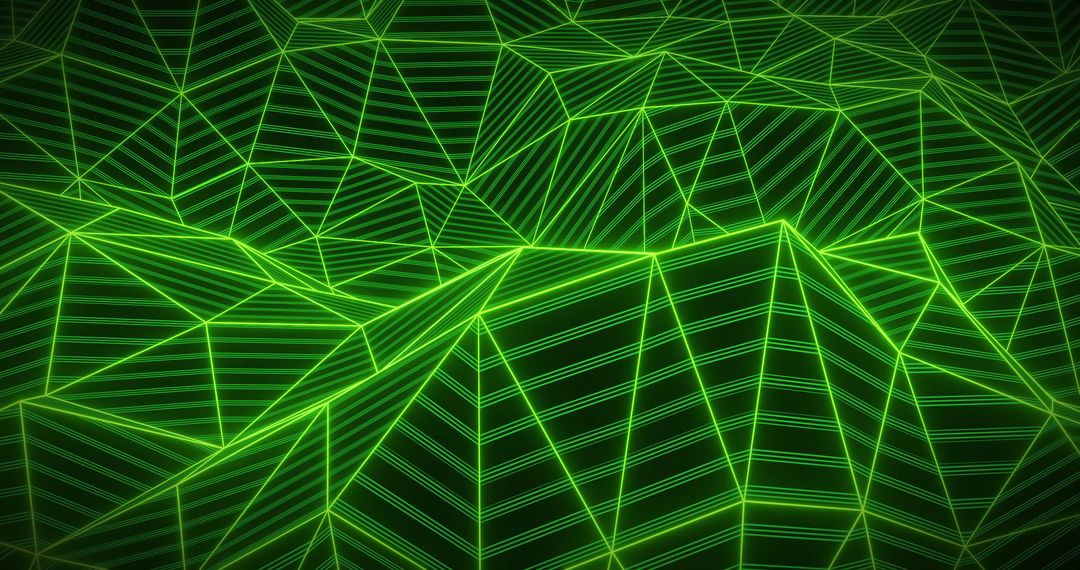 Abstract Green Geometric Lines on Black Background