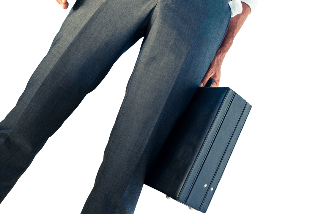 Transparent Image of Caucasian Businessman's Midsection with Briefcase
