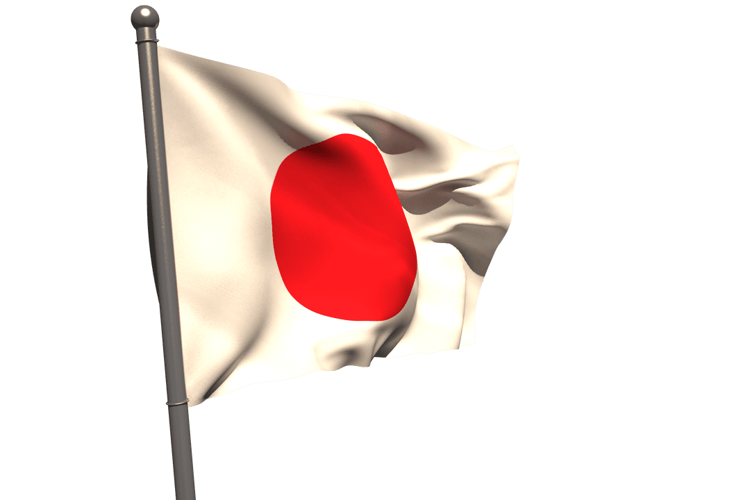 Transparent Illustration of Japanese Flag Waving in the Wind