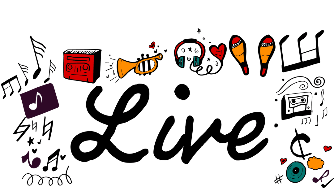 Vibrant Live Text Illustration on Transparent Background