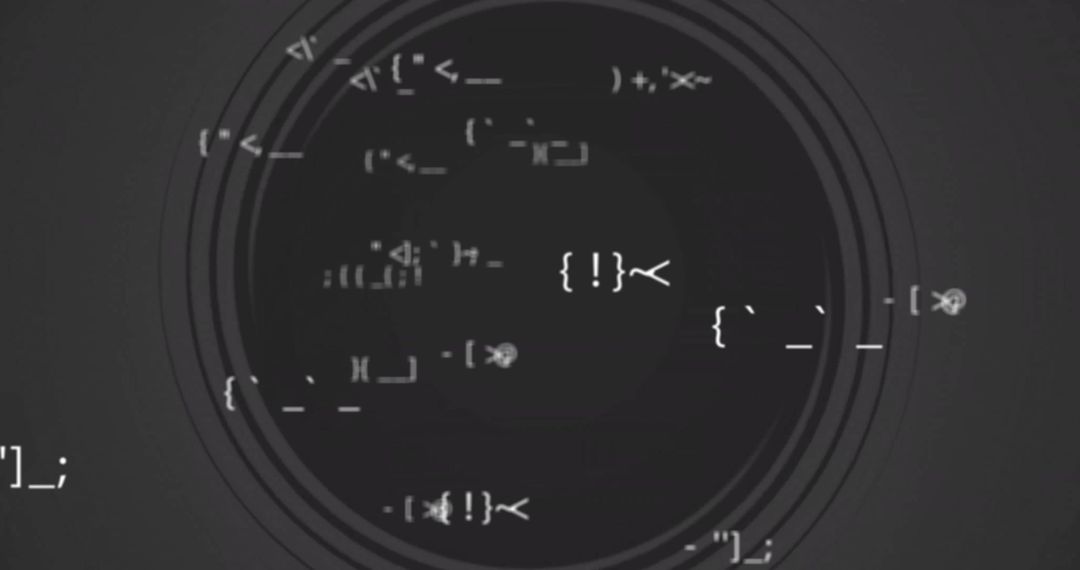 Abstract Digital Code Overlay on Circular Structure