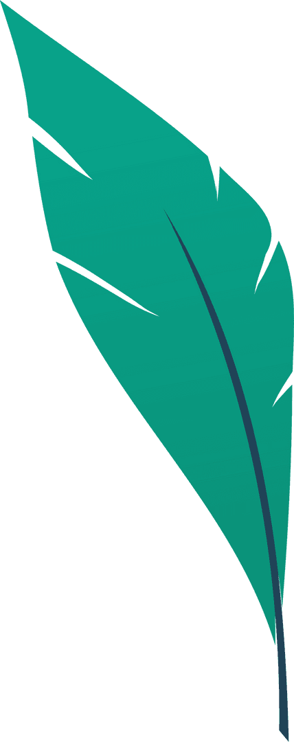 Teal Leaf Illustration with Transparent Gradient Background