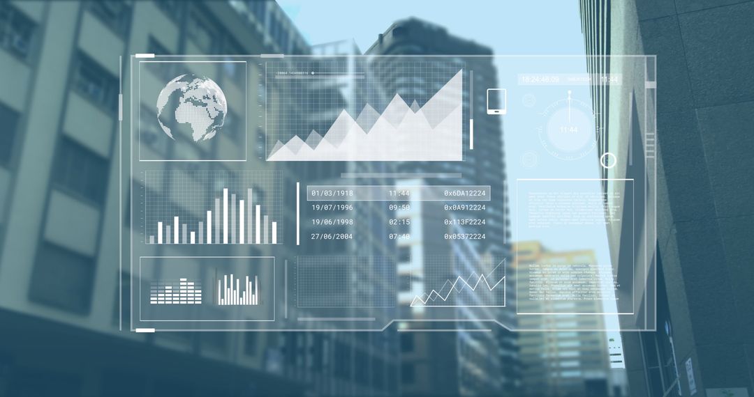 Global Business Data Processing Concept Over Cityscape