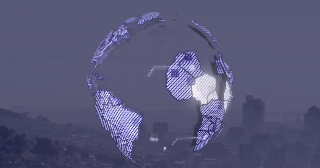 Digital Earth with Data Streams Over Urban Landscape