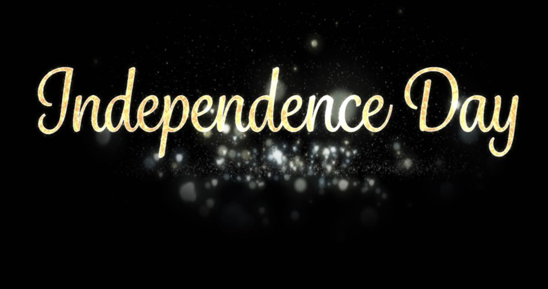 Glowing Independence Day Text with Sparkling Lights