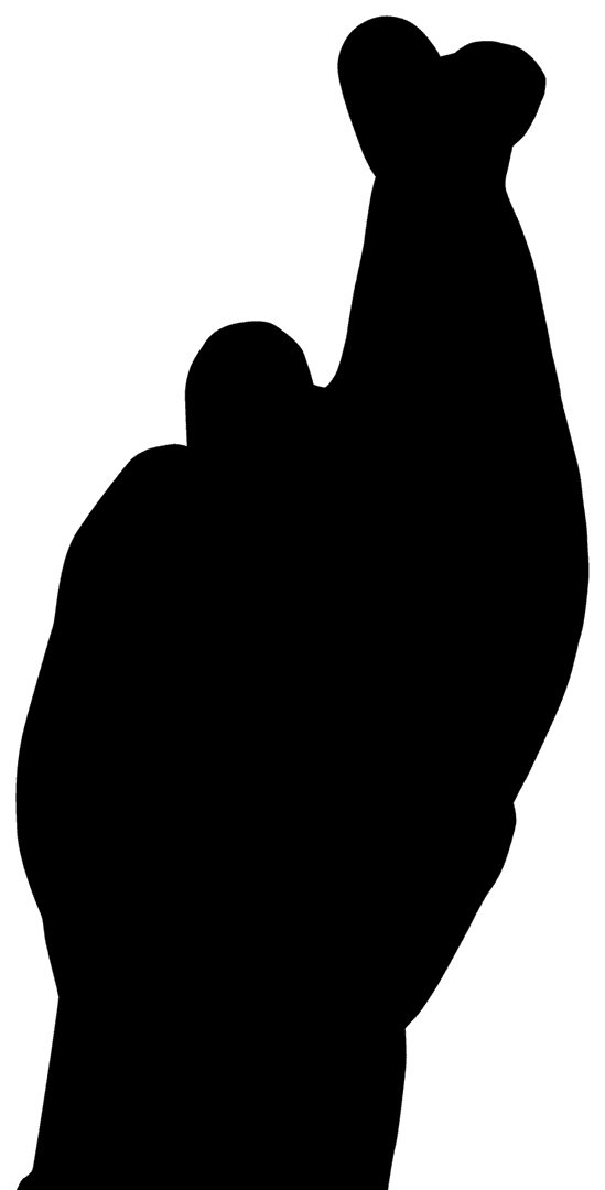 Transparent Fingers Crossing Gesture Symbolizing Luck and Hope