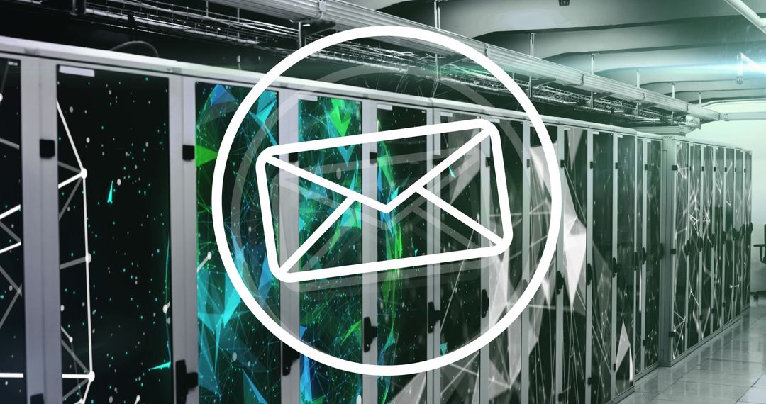 Digital Network Icon and Futuristic Data Center