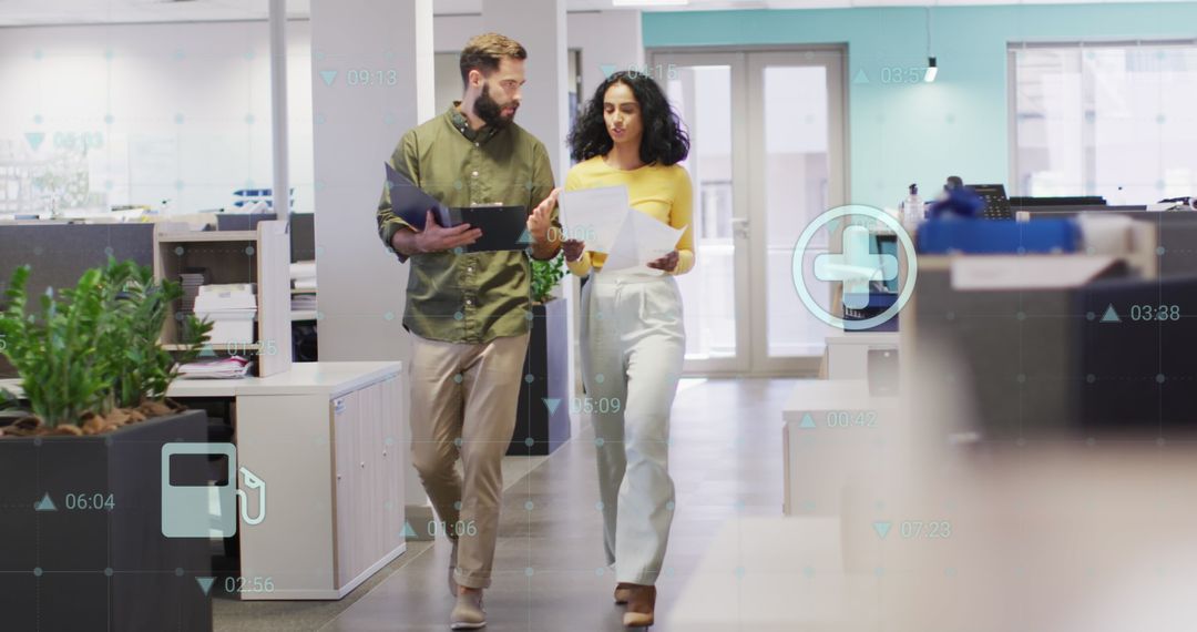 Digital Interface Concept in Modern Office Discussion Setting