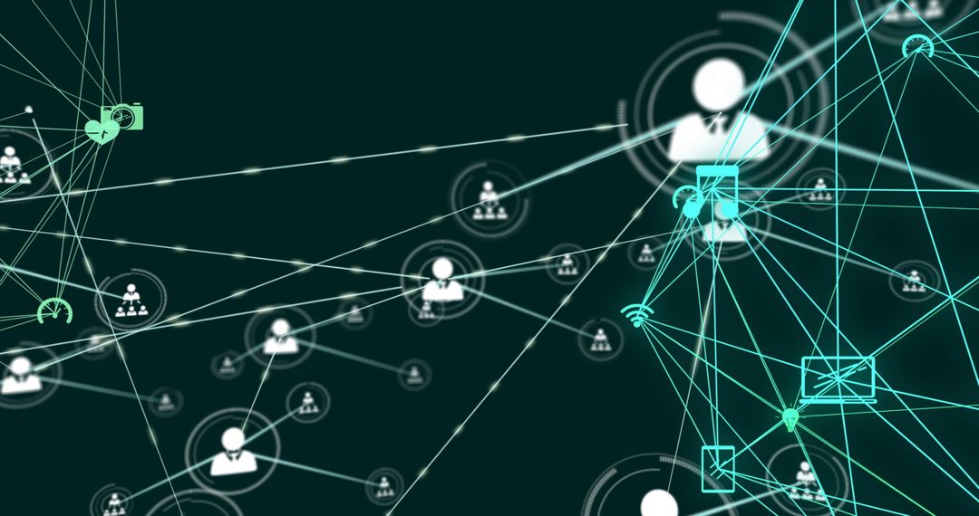 Digital Network with Connected Mobility Icons