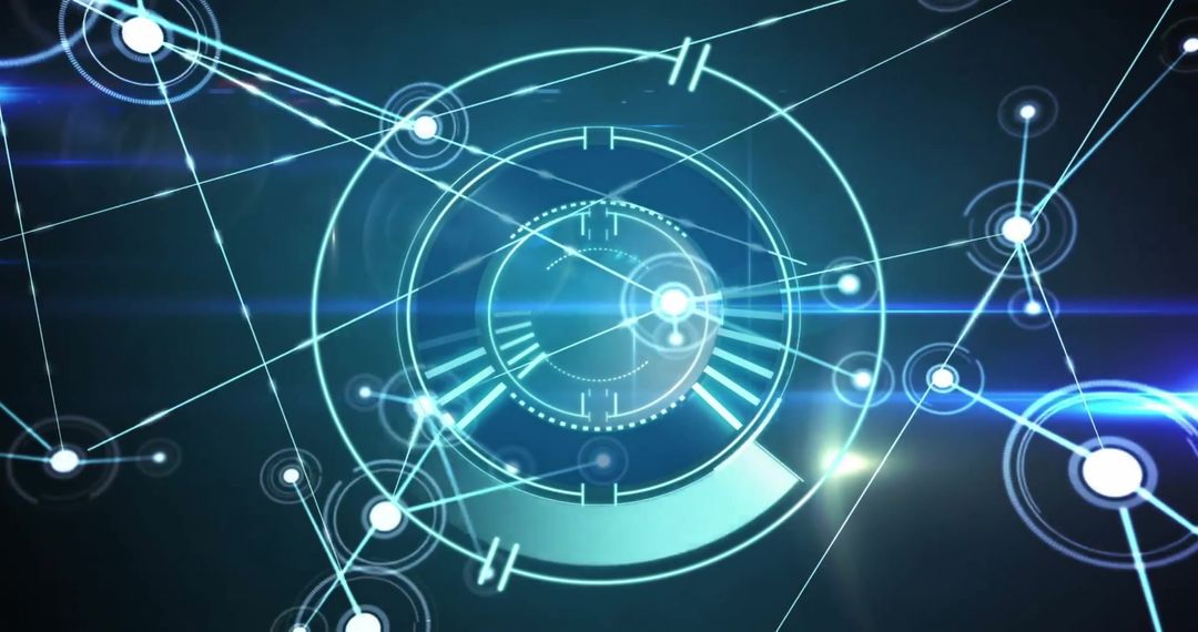 Abstract Digital Interface with Network Connections and Blue Lights