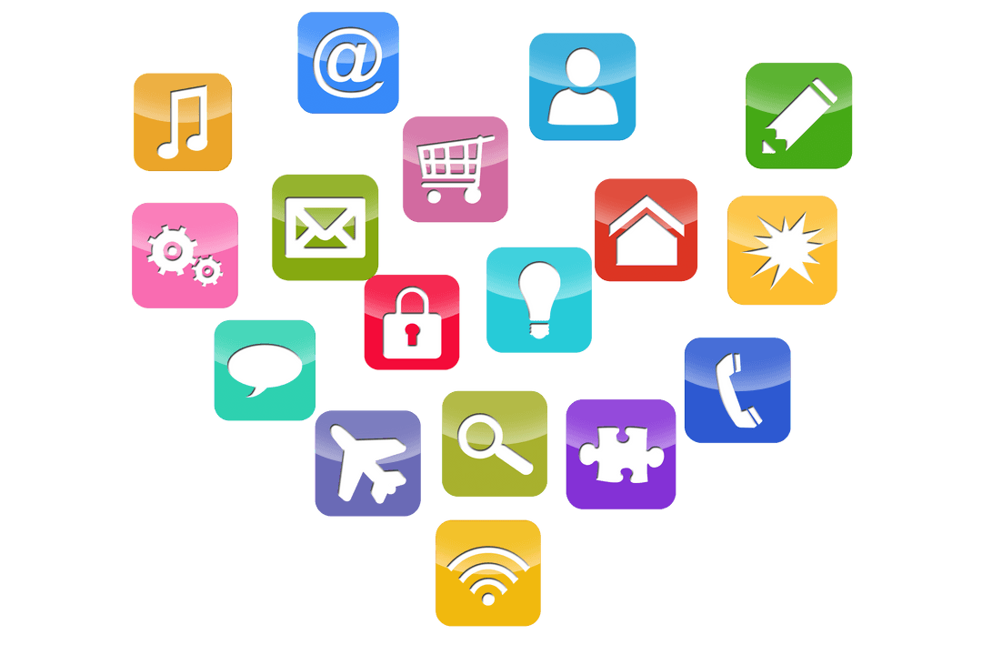 Colorful Social Media Icon Set on Transparent Background