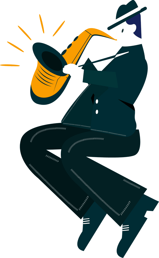 Transparent Jazz Musician Playing Saxophone in Stylish Vector