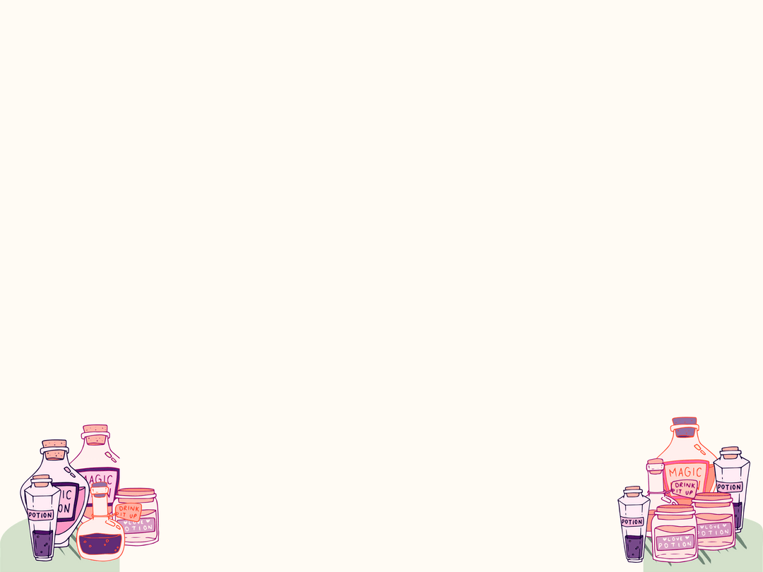 Transparent Background with Colorful Magic Potions Assortment