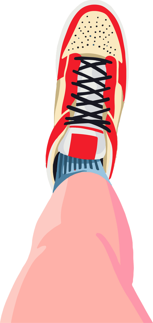Stylized Sneaker Foot with Pink Trouser on Transparent Background