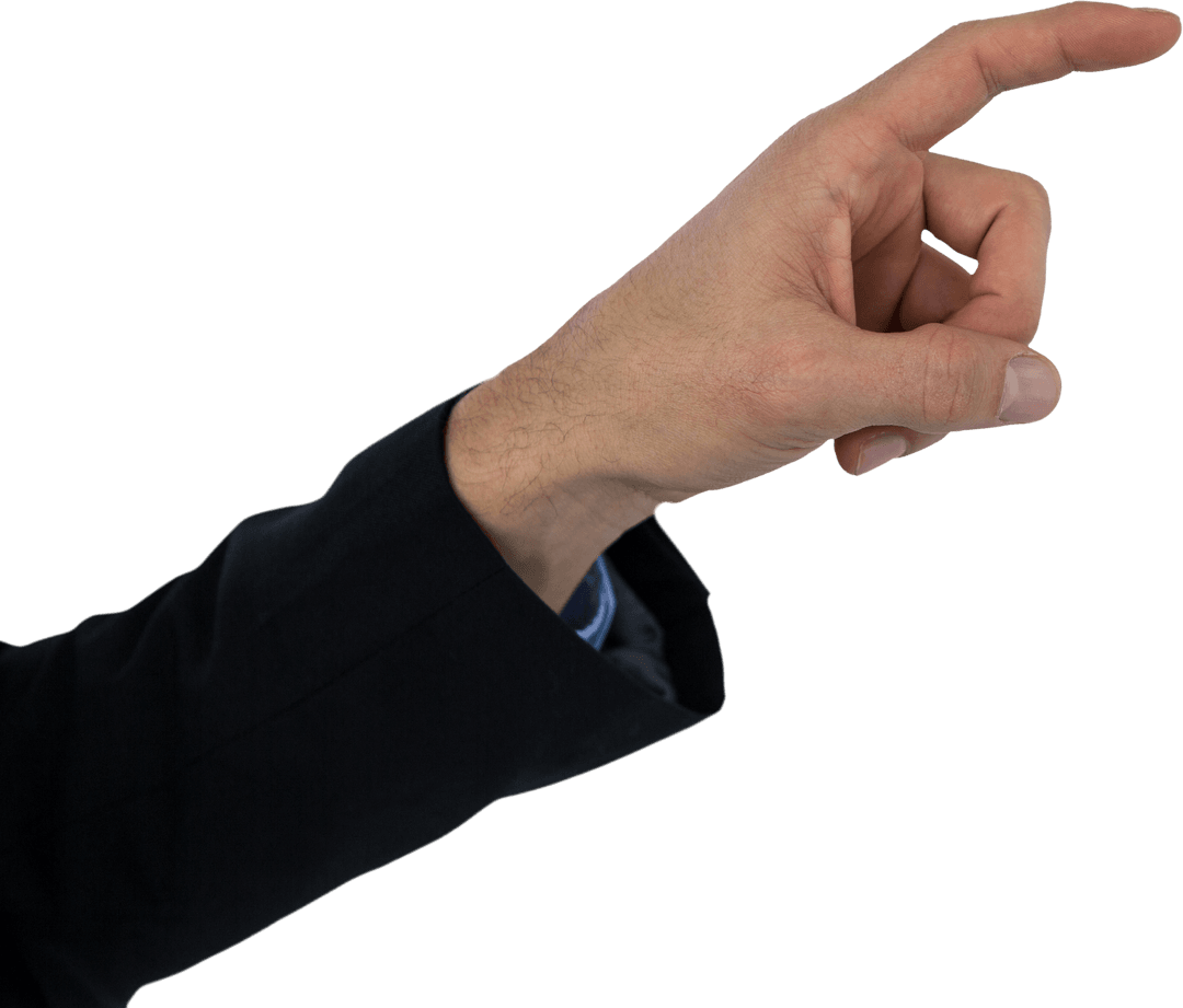 Transparent Pointing Male Hand with Business Suit Gesture