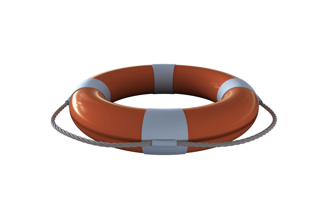 Realistic Transparent Lifebuoy with Rope