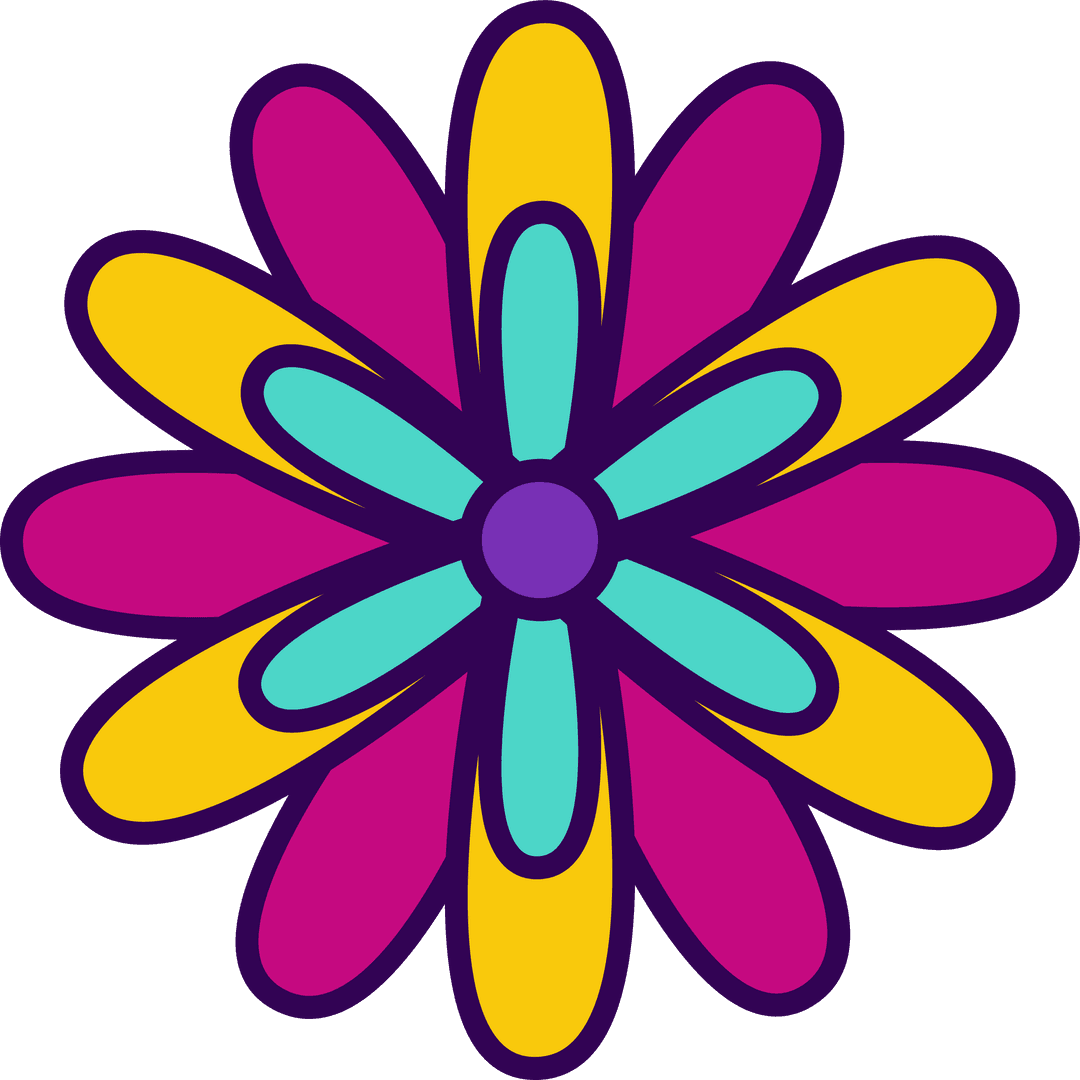 Vibrant Geometric Flower Icon with Transparent Background