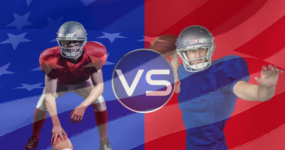 American Football Players Ready for Competition with VS Highlight