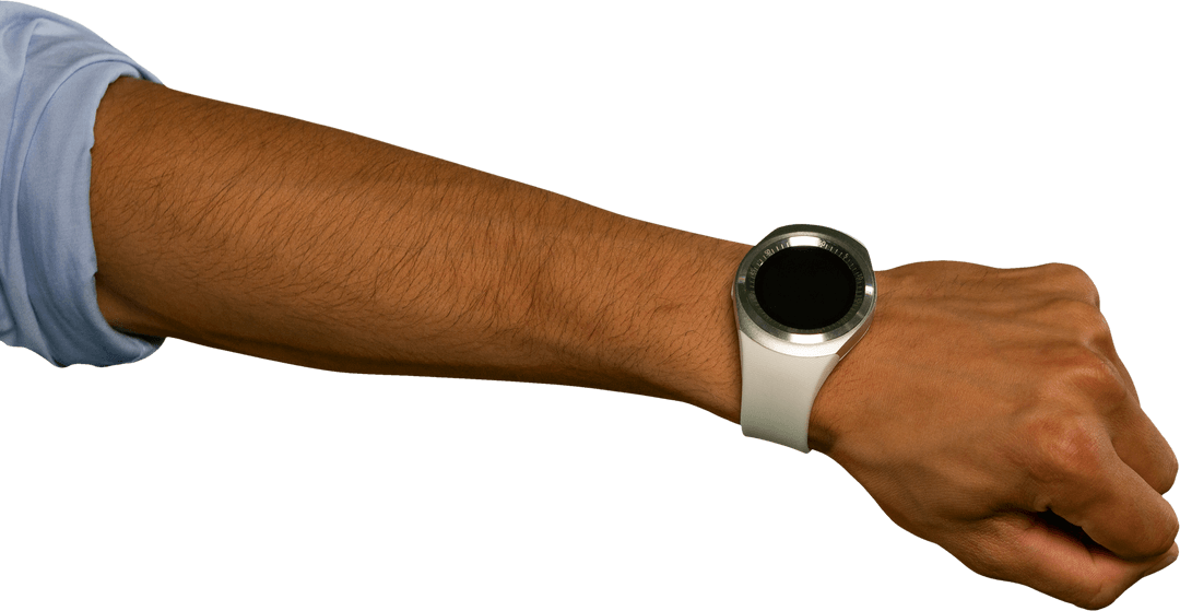 Transparent Arm Wearing White Smartwatch