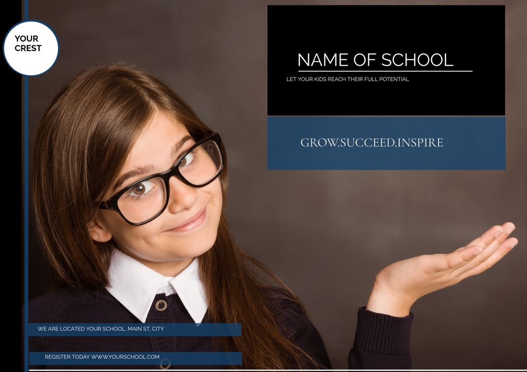 Smiling Student Promoting Educational Institute Brochure Template