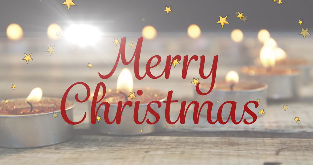 Magical Merry Christmas Text With Warm Tealight Glow