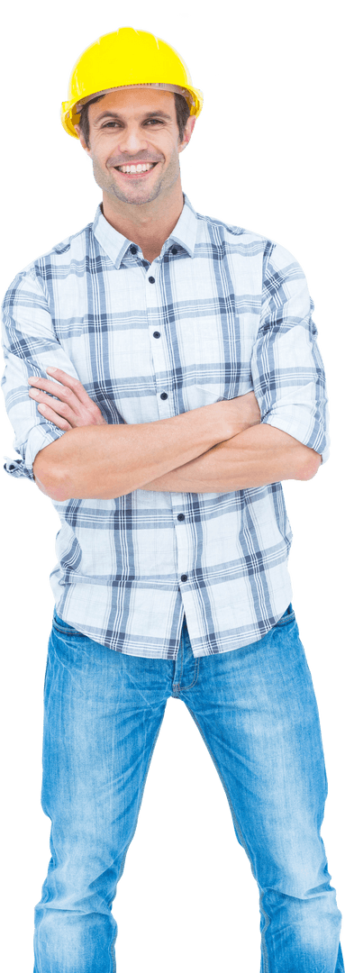 Transparent Background Smiling Male Architect Standing Confidently