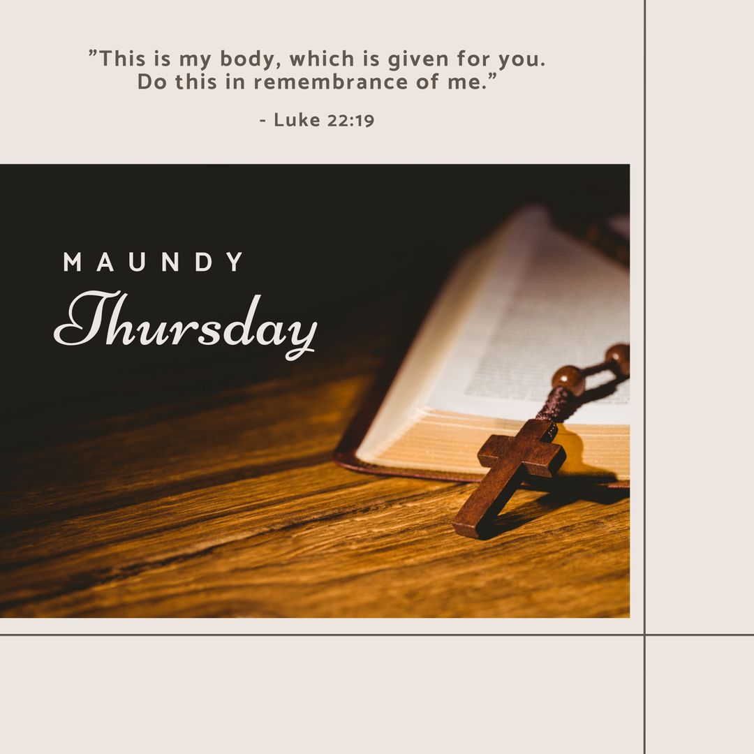 Maundy Thursday Concept With Rosary and Bible Passage