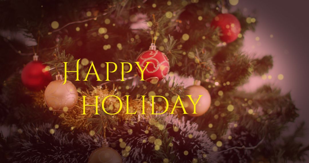 Festive Holiday Greetings on Decorated Christmas Tree