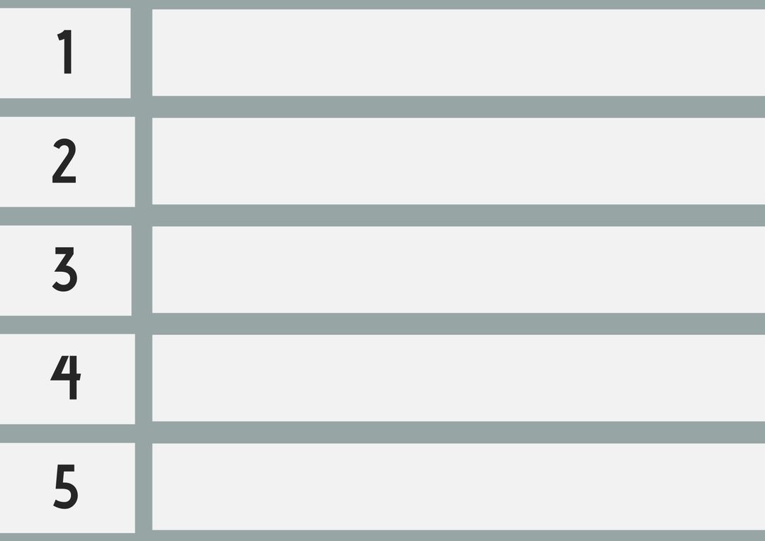 Numbered List Table for Organizational Planning - Download Free Stock Templates Pikwizard.com