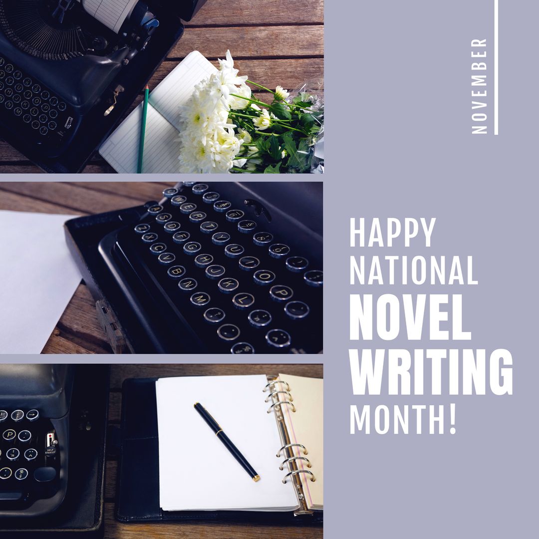 Celebrating National Novel Writing Month with Typewriter and Open Book